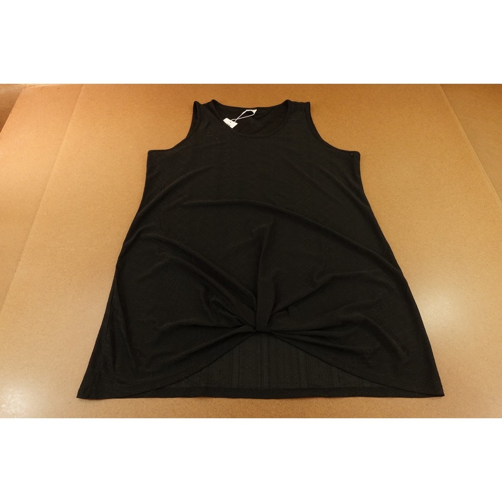 BKRIVE Womens 3X-Large Black Mesh Stretch Knotted Hem Sleeveless Tank Top NWT